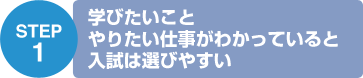 STEP1 学びたいことやりたい仕事がわかっていると入試は選びやすい