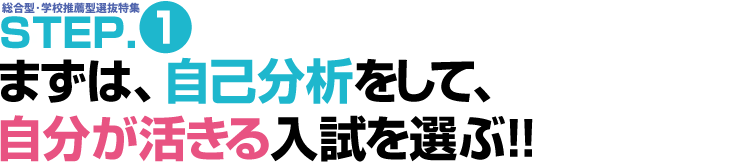 総合型・学校推薦型選抜特集 STEP.1 まずは、自己分析をして、自分が活きる入試を選ぶ!!