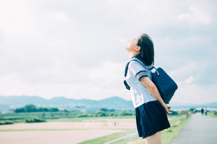 早朝の気持ち良い通学路